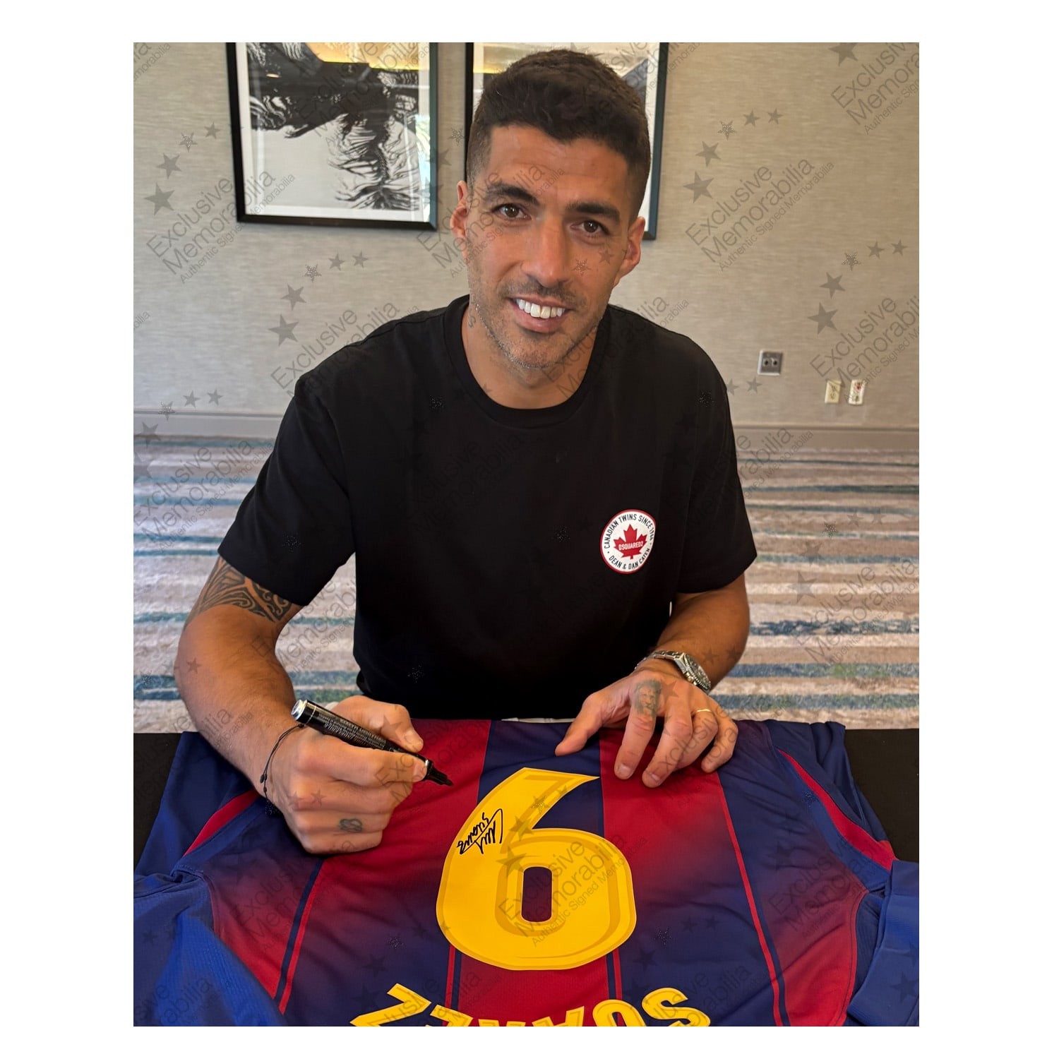 Luis Suarez & Robert Lewandowski Signed Barcelona 2025-26 Football Shirts. Dual Frame