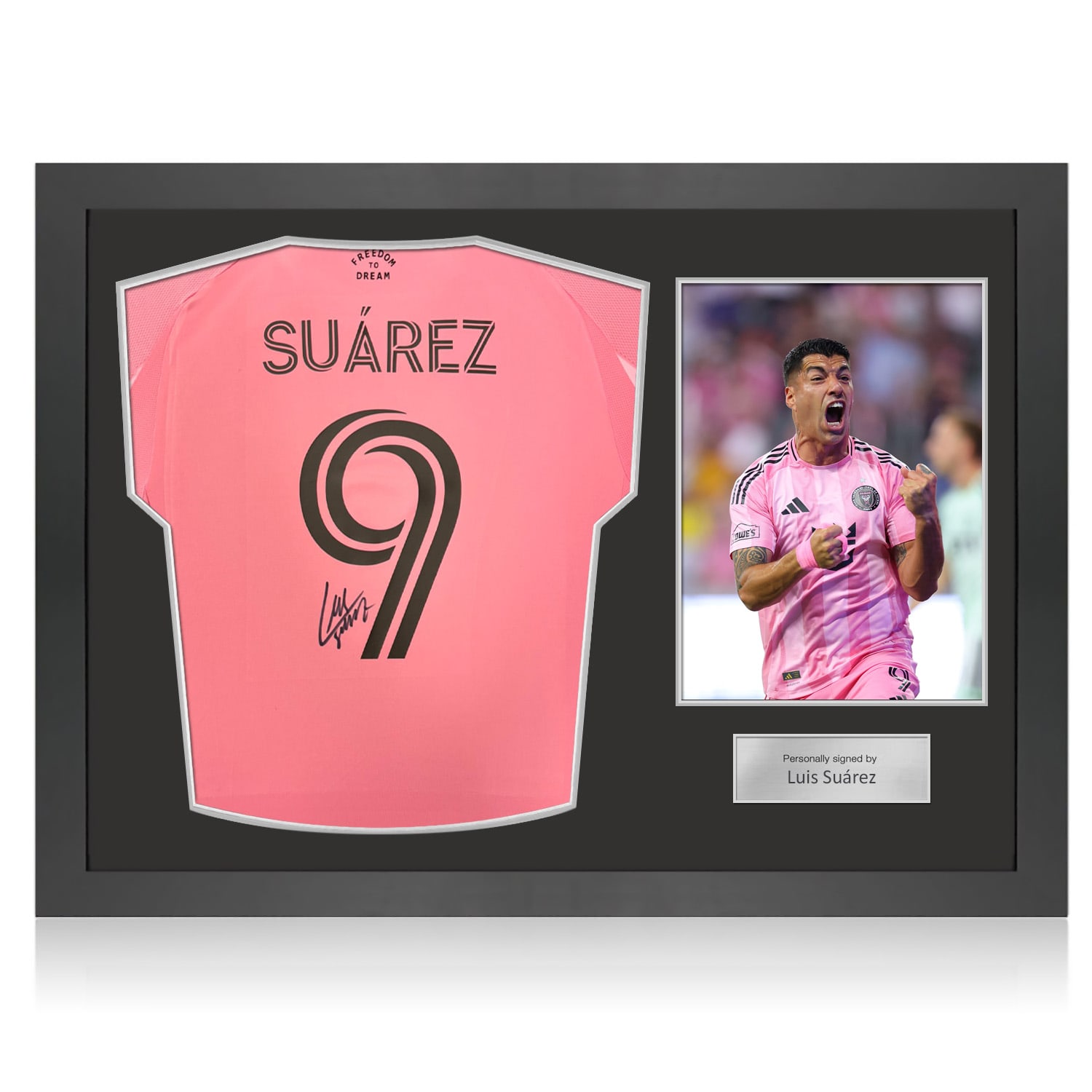 Luis Suarez Signed Inter Miami 2025-26 Home Football Shirt. Icon Frame
