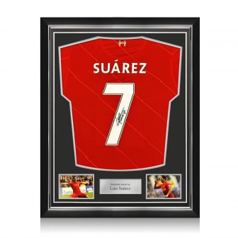 Luis Suarez Signed Liverpool 2021-22 Football Shirt. Superior Frame