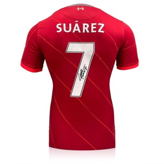 Luis Suarez Signed Liverpool 2021-22 Football Shirt