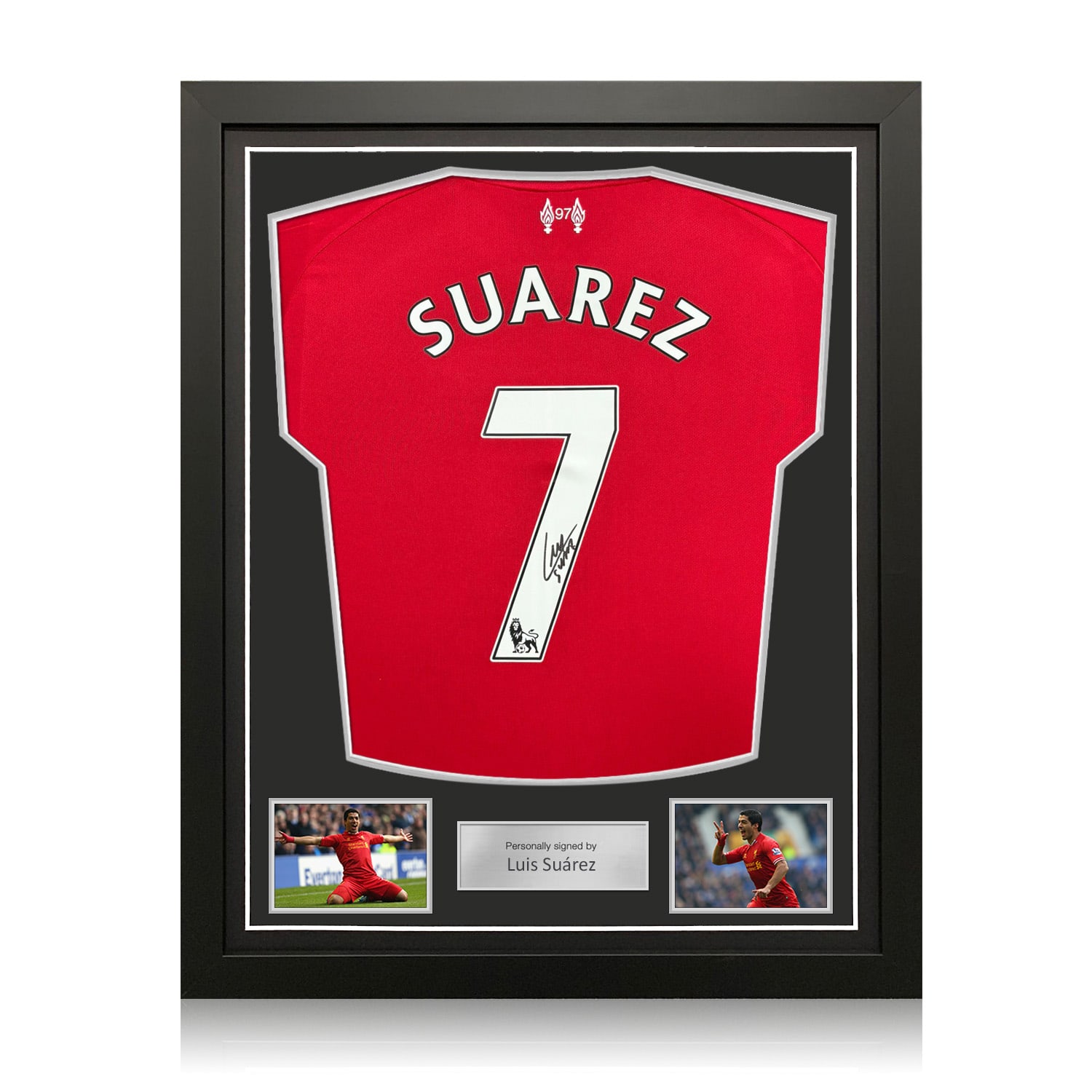 Luis Suarez Signed Liverpool 2025-26 Football Shirt. Standard Frame