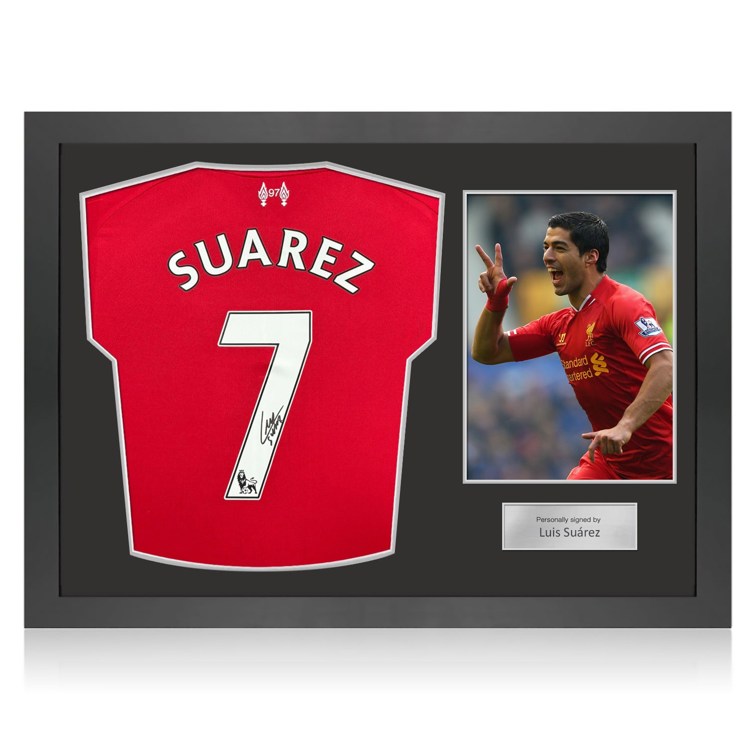 Luis Suarez Signed Liverpool 2025-26 Football Shirt. Icon Frame