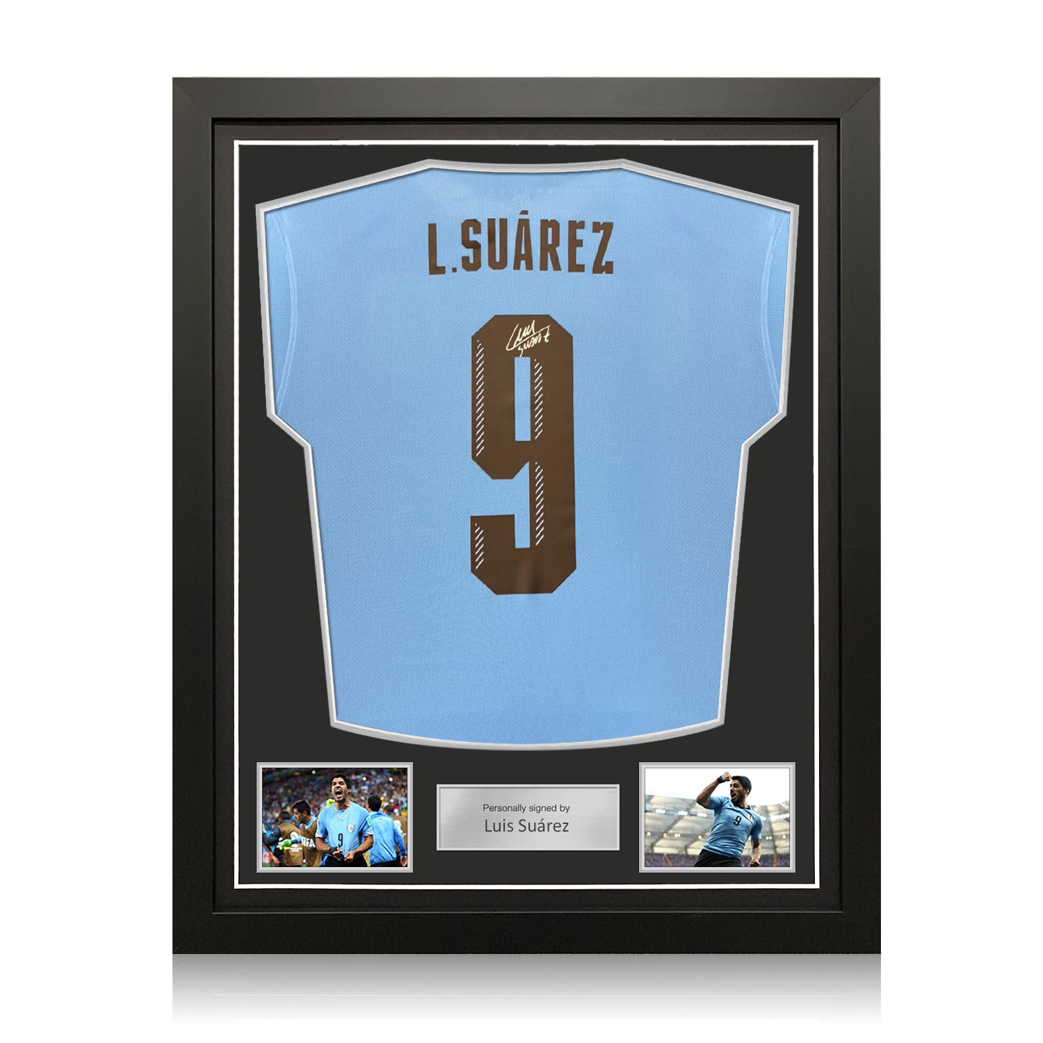  Luis Suarez Signed Uruguay 2024-25 Football Shirt. Standard Frame