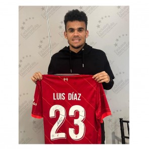 Luis Diaz Signed Liverpool 2021-22 Football Shirt. Standard Frame