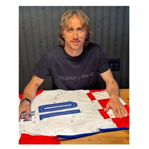 Luka Modric Signed Croatia 2020-21 Football Shirt. Icon Frame