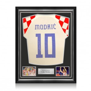 Luka Modric Signed Croatia 2022-23 Football Shirt. Superior Frame