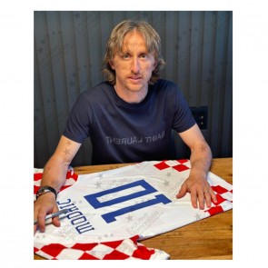 Luka Modric Signed Croatia 2022-23 Football Shirt. Standard Frame