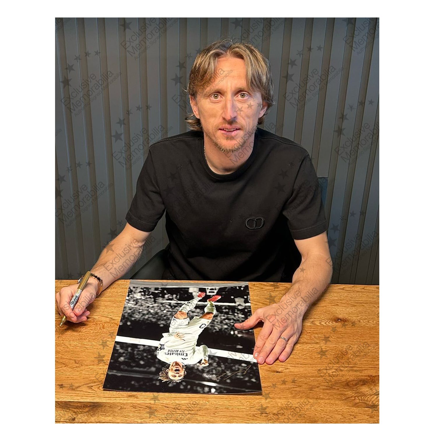 Luka Modric Signed Real Madrid Football Photo: Goal Celebration (Mono Background)