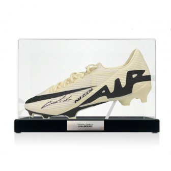 Luka Modric Signed Mercurial Football Boot. In Display Case With Plaque