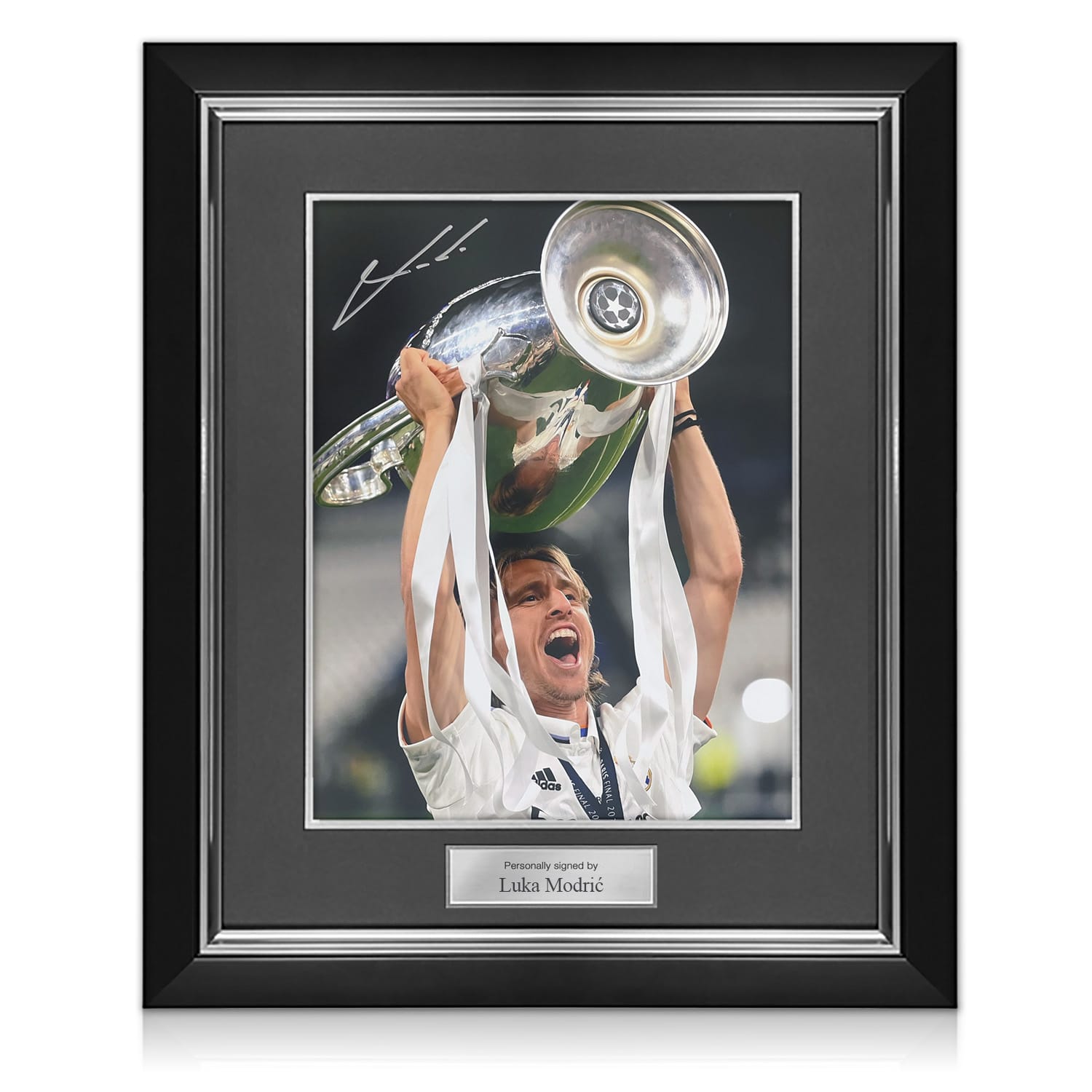 Luka Modric Signed Real Madrid Football Photo: UCL Winner. Deluxe Frame