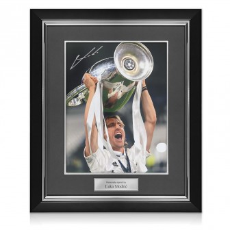 Luka Modric Signed Real Madrid Football Photo: UCL Winner. Deluxe Frame