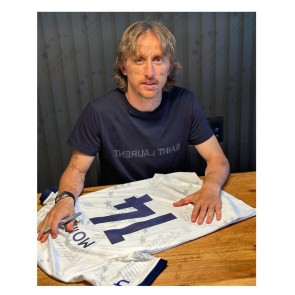 Luka Modric Signed Tottenham Hotspur Football Shirt. Standard Frame