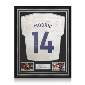 Luka Modric Signed Tottenham Hotspur Football Shirt. Superior Frame