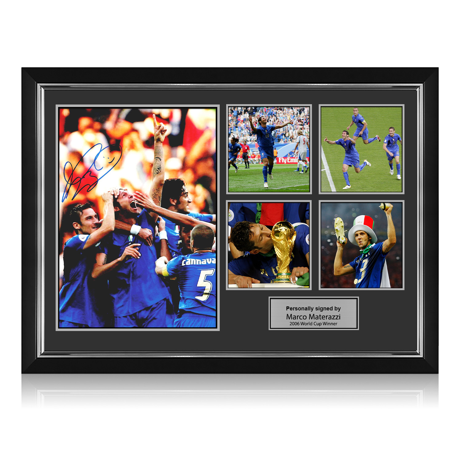 Marco Materazzi Signed Italy Football World Cup Photo Presentation. Deluxe Silver