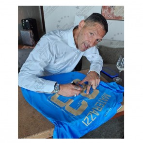 Marco Materazzi Signed Italy 2022-23 Football Shirt. Standard Frame