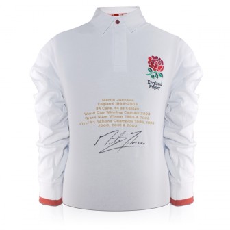 Martin Johnson Signed England Shirt: Career Embroidery