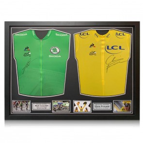 Mark Cavendish And Chris Froome Signed Tour De France Jerseys. Dual Framed