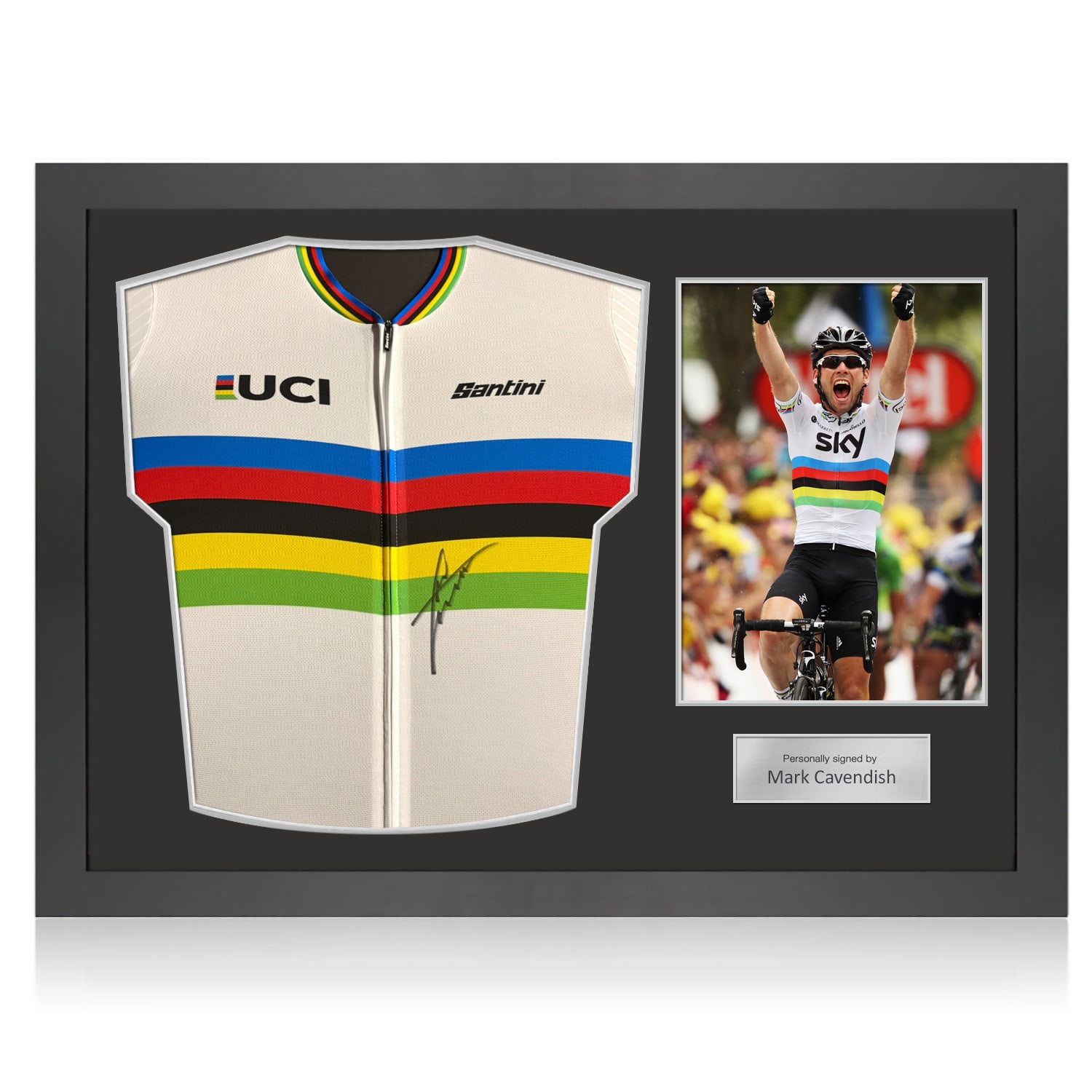 Sir Mark Cavendish Signed 2025 UCI World Championship Jersey. Icon Frame
