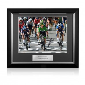 Mark Cavendish Signed Cycling Photo: 34th Stage Victory Finish Line. Deluxe Frame