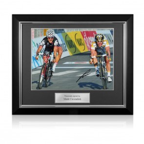 Mark Cavendish Signed Cycling Photo: Milan-San Remo. Deluxe Frame