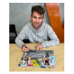 Mark Cavendish Signed Cycling Photo: Milan-San Remo. Deluxe Frame