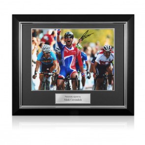 Mark Cavendish Signed Cycling Photo: World Champion. Deluxe Frame