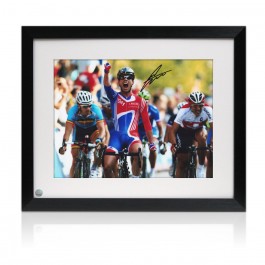 Mark Cavendish Signed Cycling Photo: World Champion. Framed