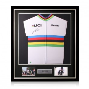 Mark Cavendish Signed World Cycling Champion Rainbow Pro Jersey. Deluxe Frame