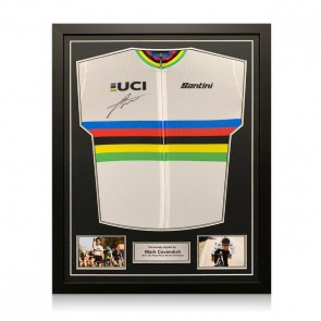 Mark Cavendish Signed World Cycling Champion Rainbow Pro Jersey. Standard Frame