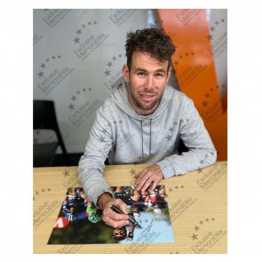 Mark Cavendish Signed Cycling Photo: Four-Time Champs Elysees Winner. Deluxe Frame