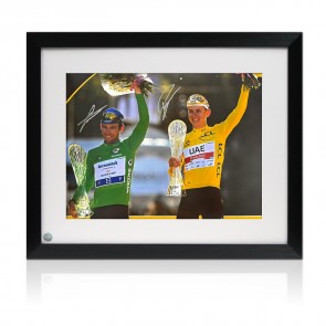 Sir Mark Cavendish and Tadej Pogacar Signed Cycling Photo. Framed