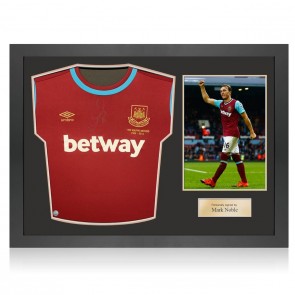 Mark Noble Signed West Ham 2015-16 Football Shirt. Icon Frame