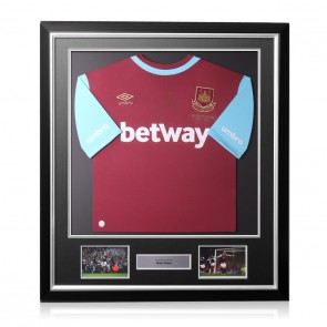 Mark Noble Signed West Ham 2015-16 Football Shirt. Deluxe Frame