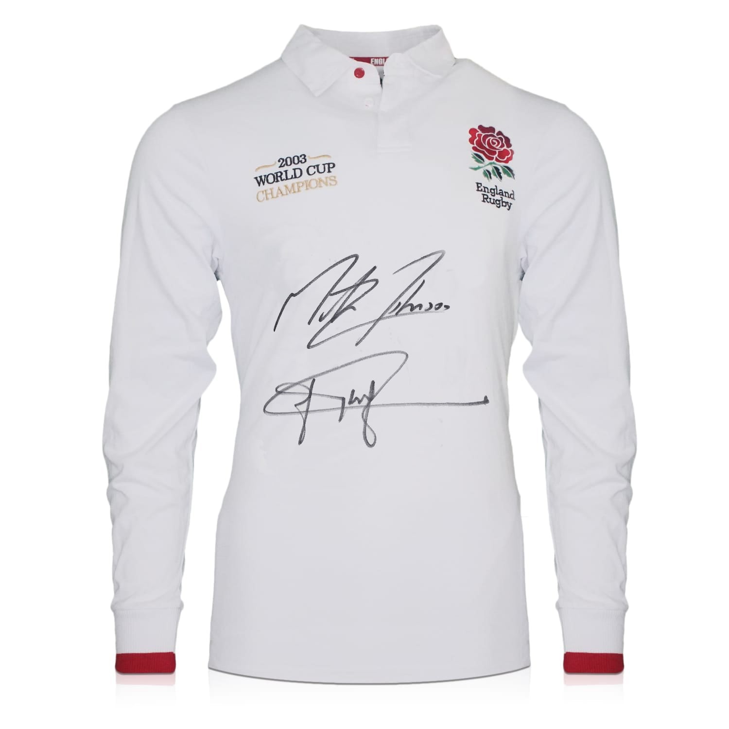 Martin Johnson And Jonny Wilkinson Signed England Rugby Shirt: Champions Embroidery