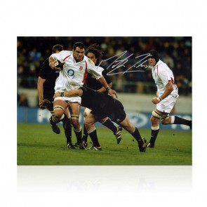 Martin Johnson Signed Rugby Photo: vs New Zealand