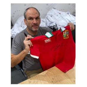 Martin Johnson Signed British And Irish Lions Rugby Shirt. Deluxe Frame