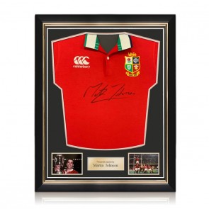 Martin Johnson Signed British And Irish Lions Rugby Shirt. Superior Frame