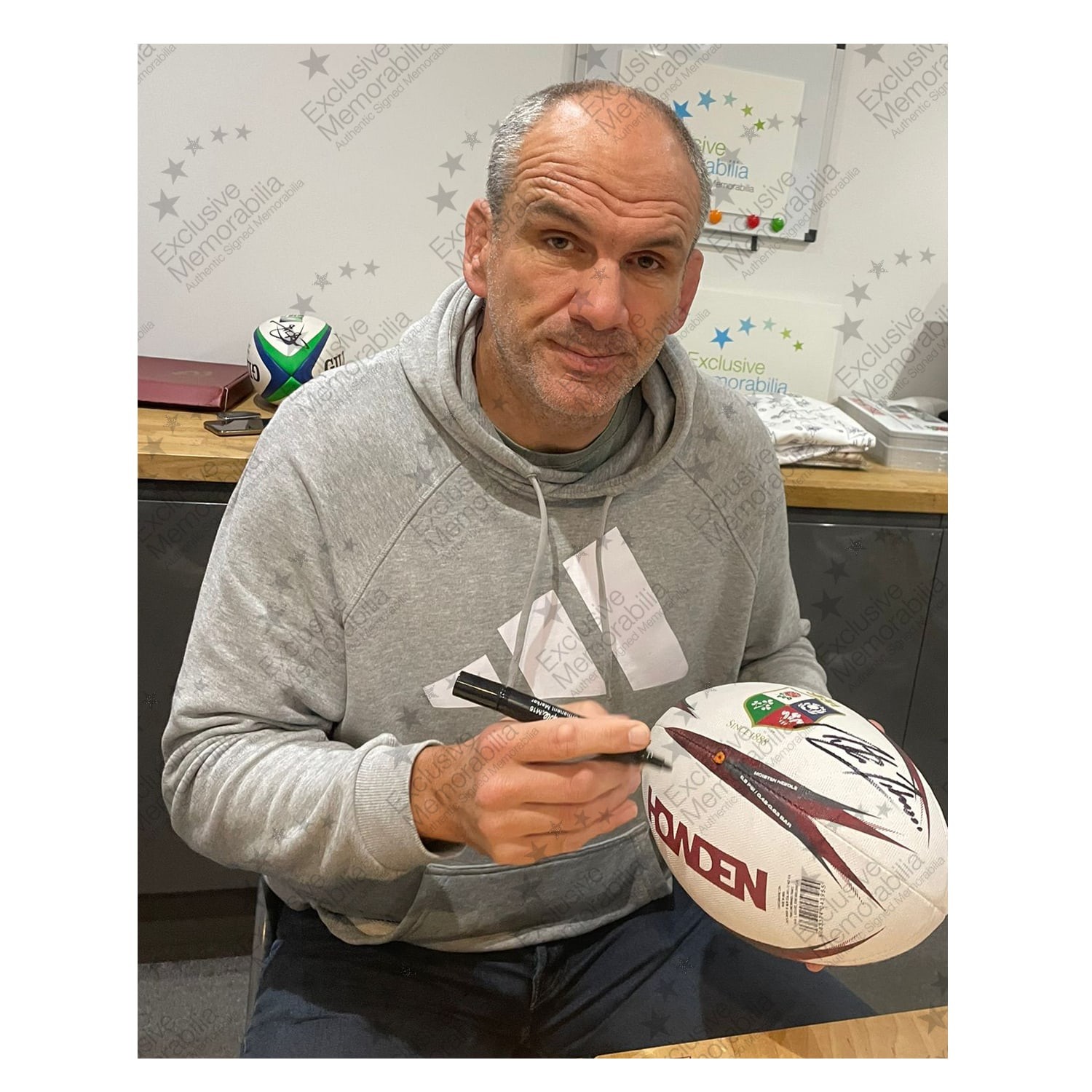 Martin Johnson Signed British And Irish Lions Rugby Ball 2025. Display Case