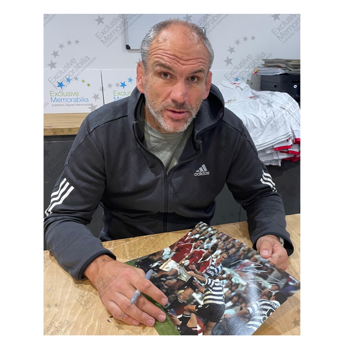 Martin Johnson Signed British And Irish Lions Rugby Photo. Framed