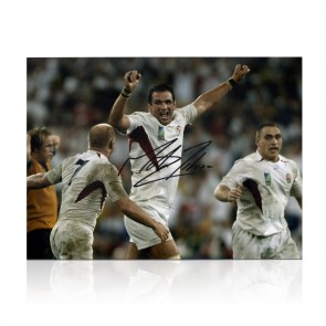 Martin Johnson Signed England Rugby Photo: RWC 2003 Final Whistle