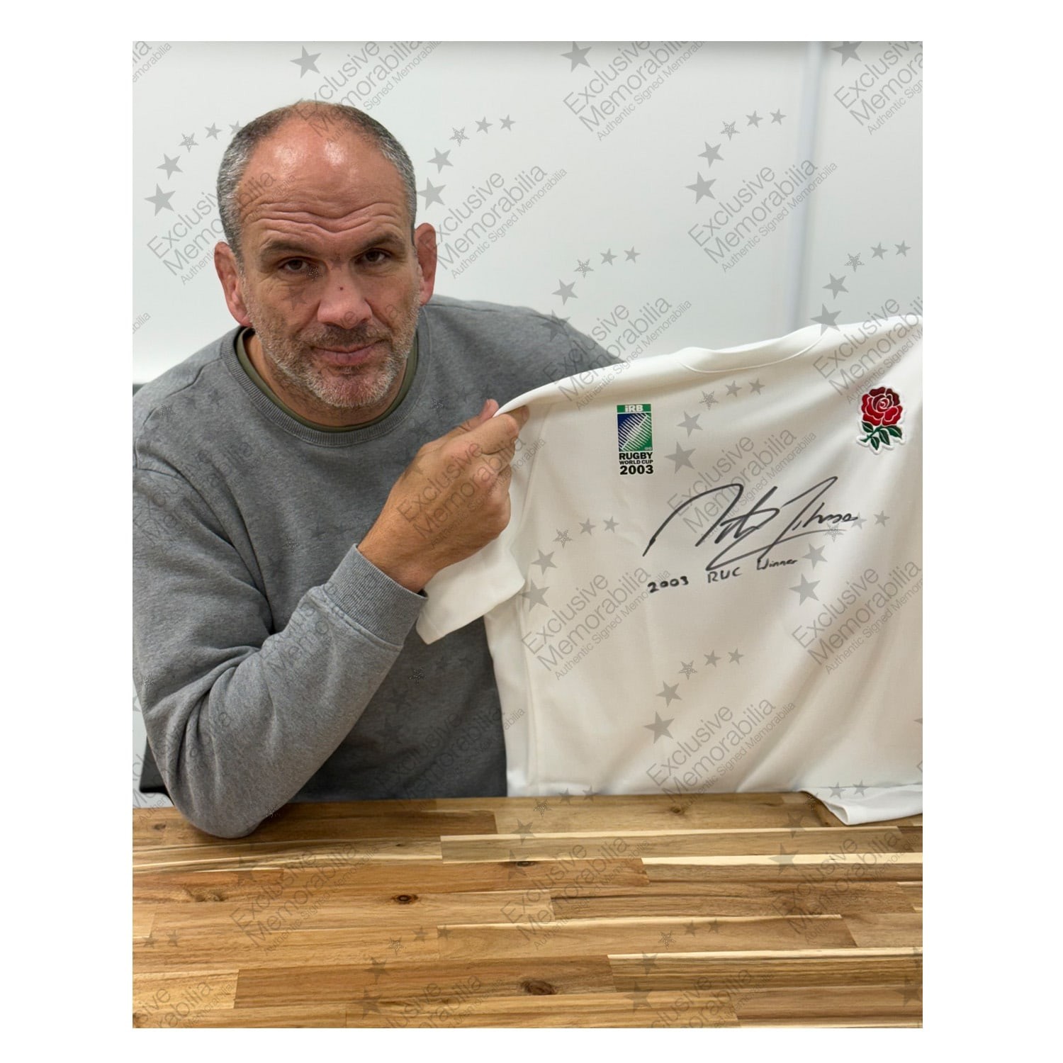 Martin Johnson Signed Commemorative Champions '03 England Rugby Shirt: 2003 Winner Inscription