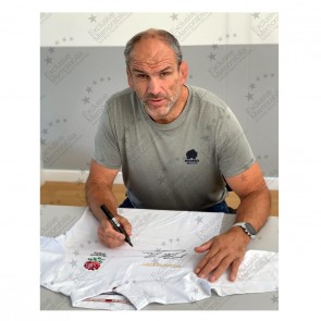  Jonny Wilkinson And Martin Johnson Signed England Rugby Shirt. Standard Frame