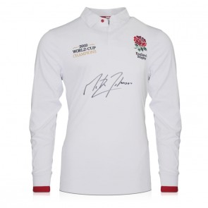 Martin Johnson Signed England Rugby Shirt: Champions Embroidery
