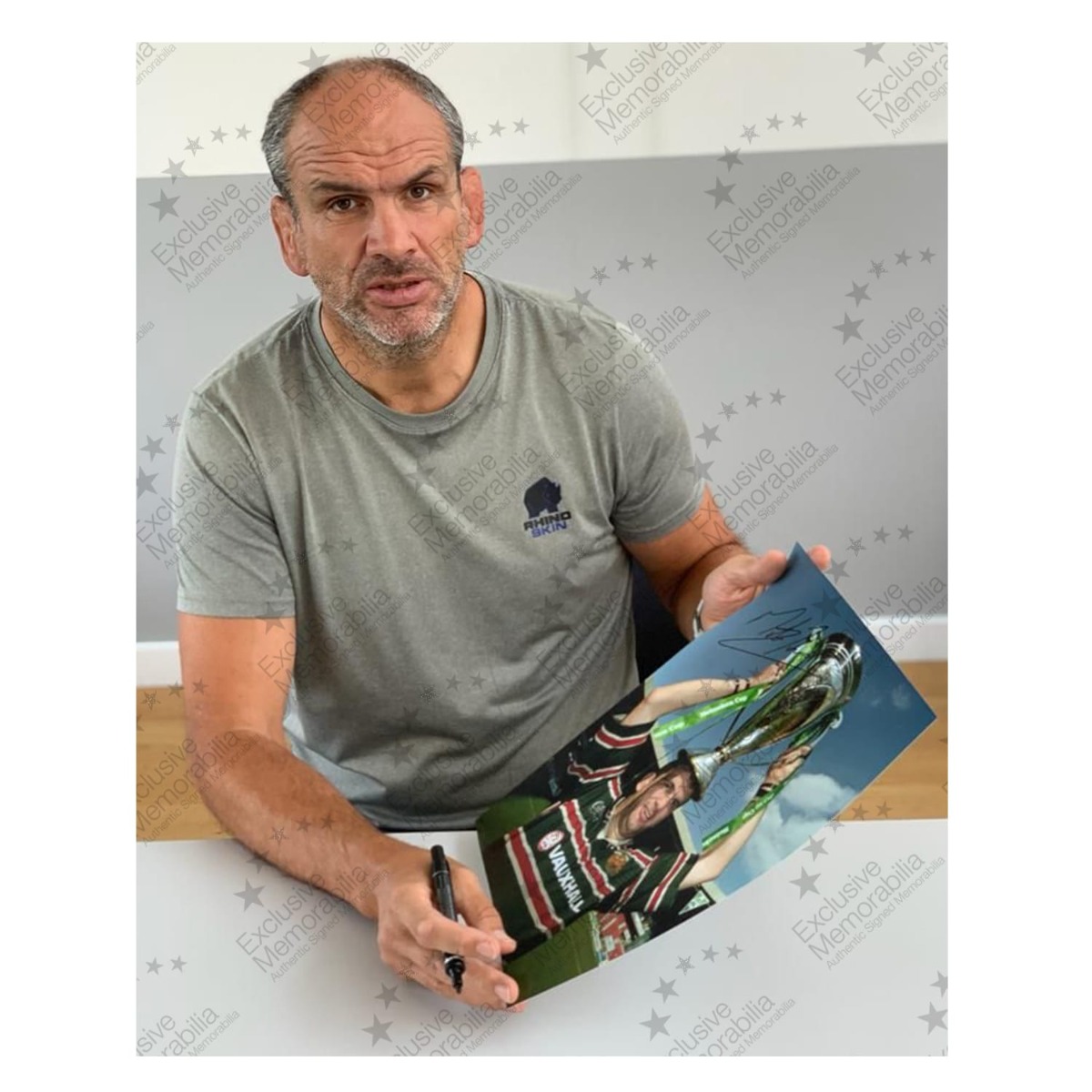 Martin Johnson Signed Leicester Tigers Photo: Heineken Cup Winner