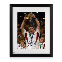 Martin Johnson Signed England Rugby Photo: World Cup Winner. Framed