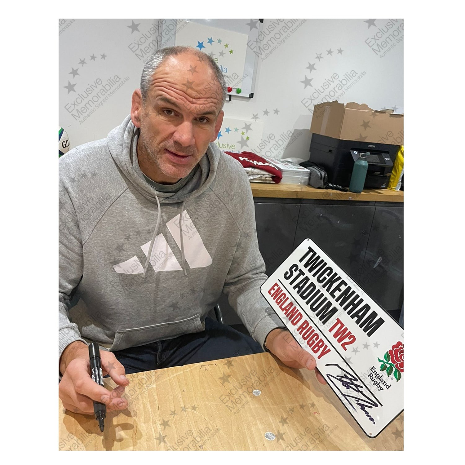 Martin Johnson Signed England Rugby Street Sign