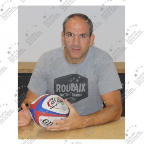 Martin Johnson Signed England Rugby Ball In Display Case With Plaque