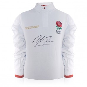 Martin Johnson Signed England Rugby Shirt (Red)