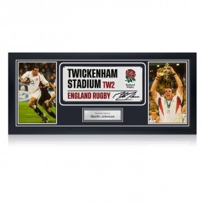 Martin Johnson Signed England Rugby Street Sign. Framed