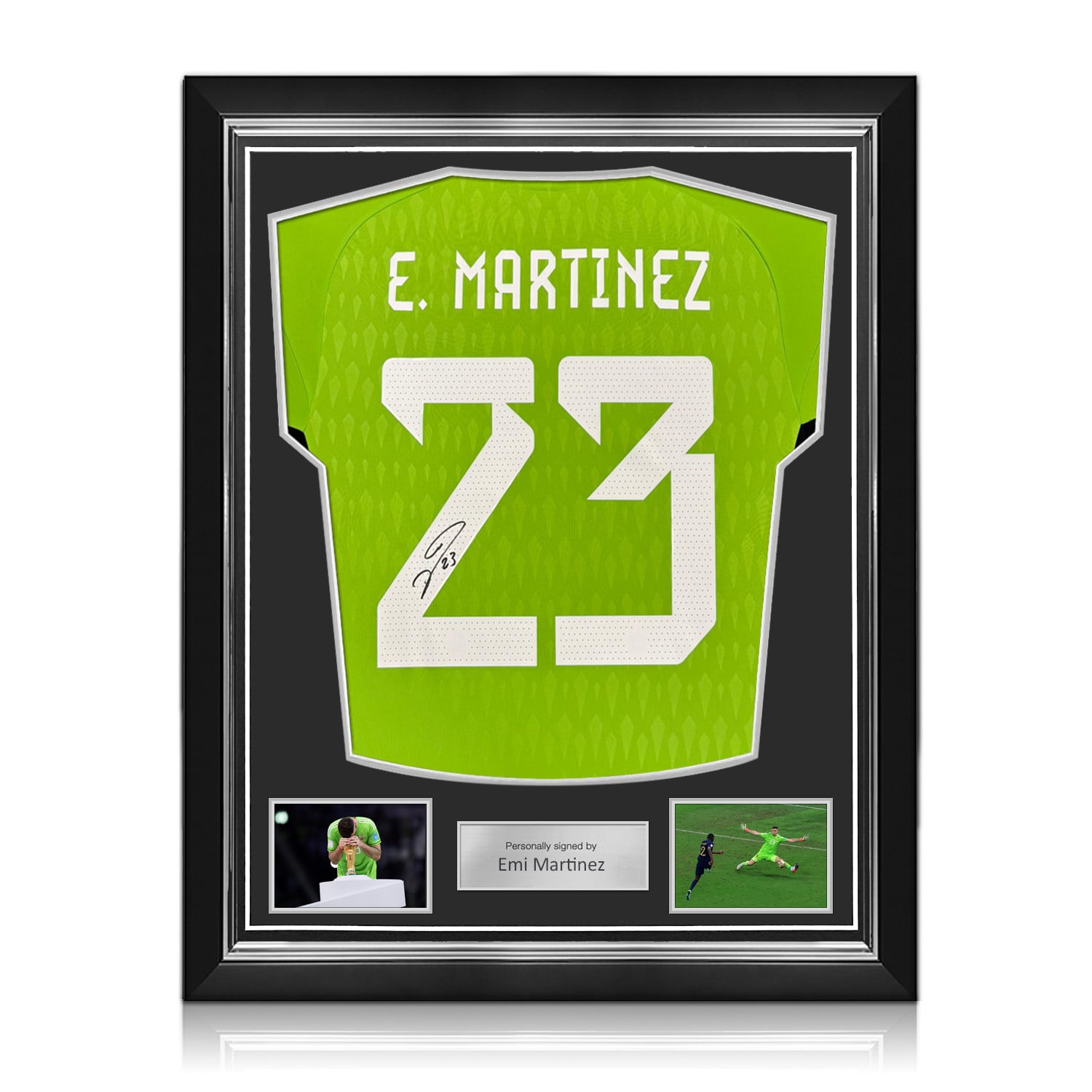 Emi Martinez Back Signed Argentina 2022-23 Home Goalkeeper Shirt. Superior Frame